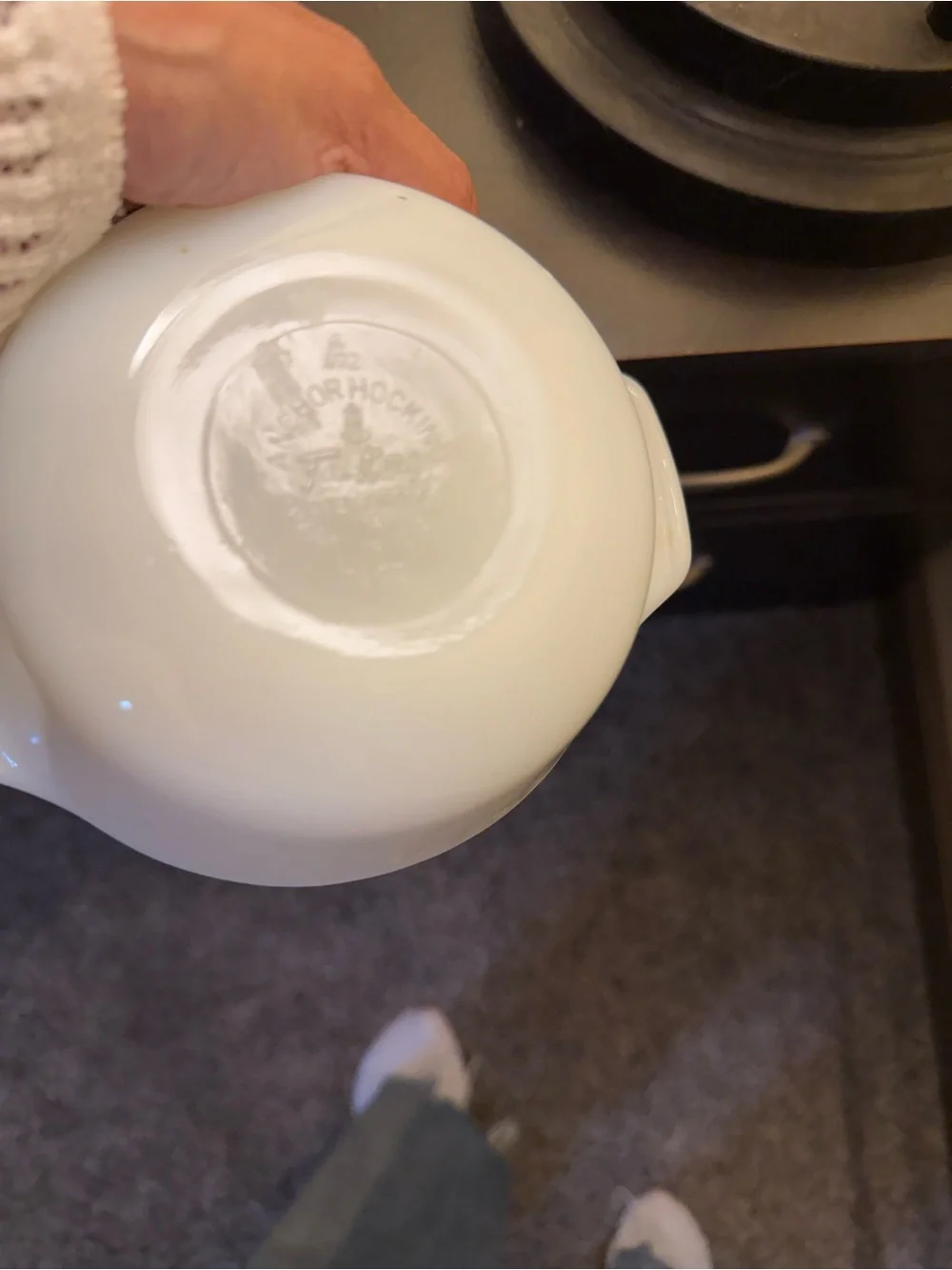 Set of 2 Anchor Hocking White Milk Glass Mixing Bowl with Pour Spout
